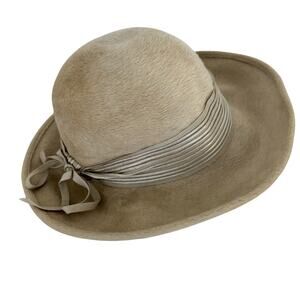 Vintage Trevi by Winner Hat Handmade Tan with Grosgrain Ribbon